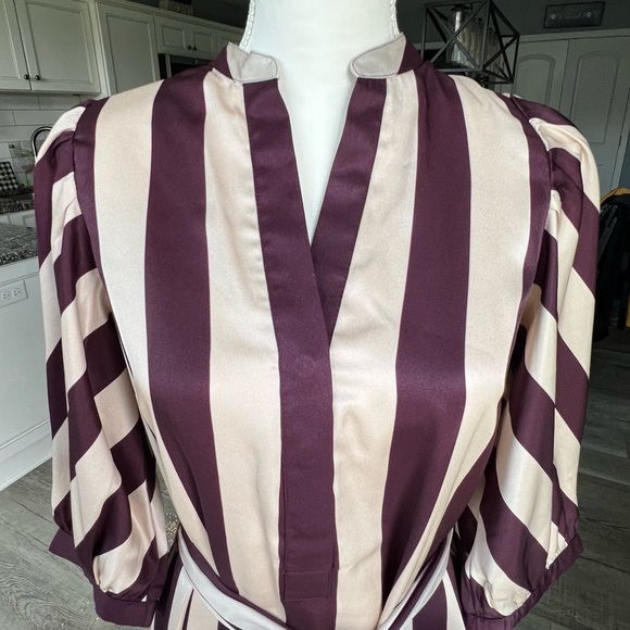 Ann Taylor Striped Balloon Sleeve Midi Dress | Size Small - Picture 6 of 13